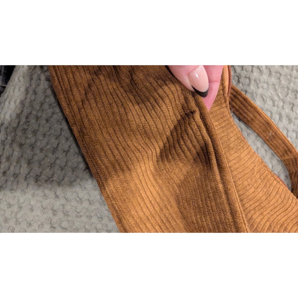 Corduroy Baguette Shoulder Bag Small Ginger Brown Ribbed Retro 90s Y2K Indie - Picture 4 of 5